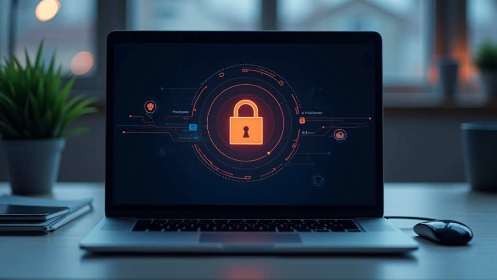 Bilgisayar ekranında güvenlik kilit simgesi ve uyarı bildirimi